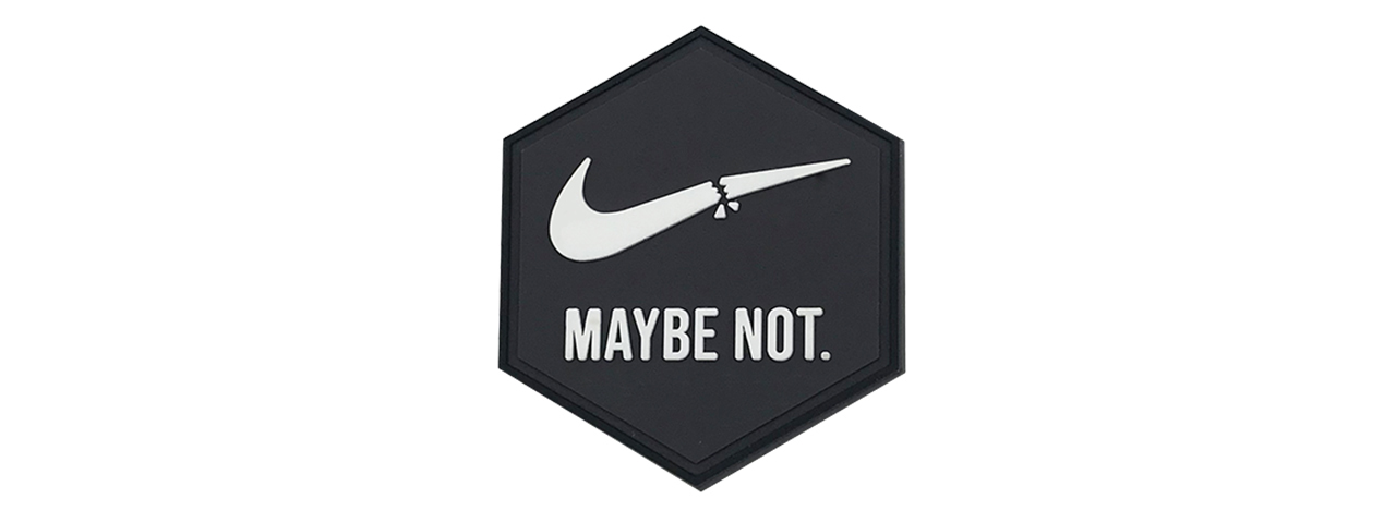 Hexagon PVC Patch "Maybe Not" Check - Click Image to Close