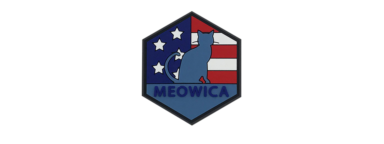 Hexagon PVC Patch "Meowica" - Click Image to Close