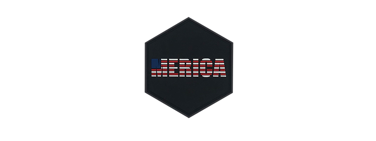 Hexagon PVC Patch Merica - Click Image to Close