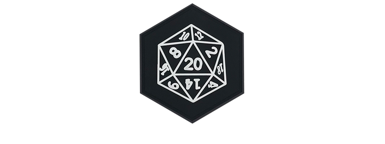 Hexagon PVC Patch D&D 20 Sided Die - Click Image to Close