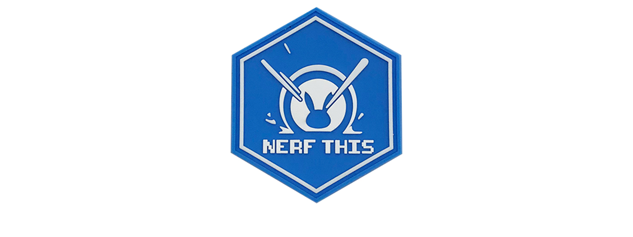 Hexagon PVC Patch D.VA "Nerf This" (Color: Blue) - Click Image to Close