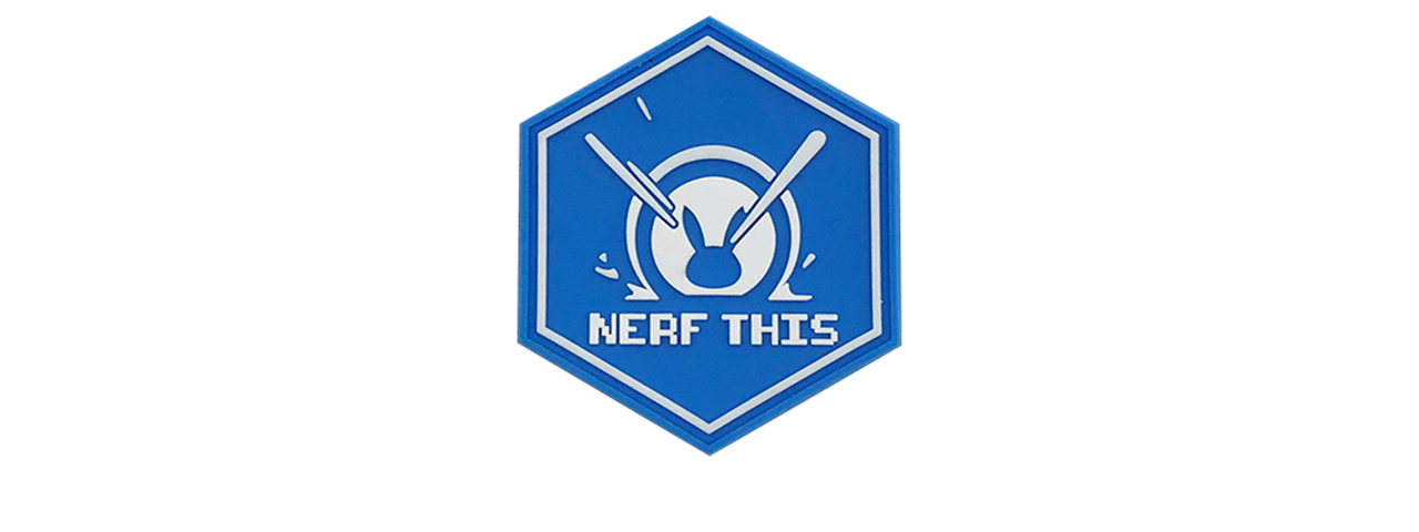 Hexagon PVC Patch D.VA "Nerf This" (Color: Blue) - Click Image to Close