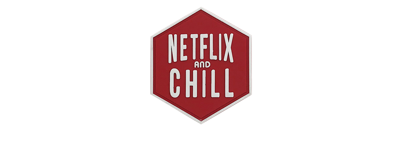 Hexagon PVC Patch "Netflix and Chill" - Click Image to Close