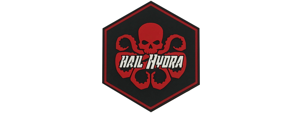 Hexagon PVC Patch Red Hail Hydra - Click Image to Close