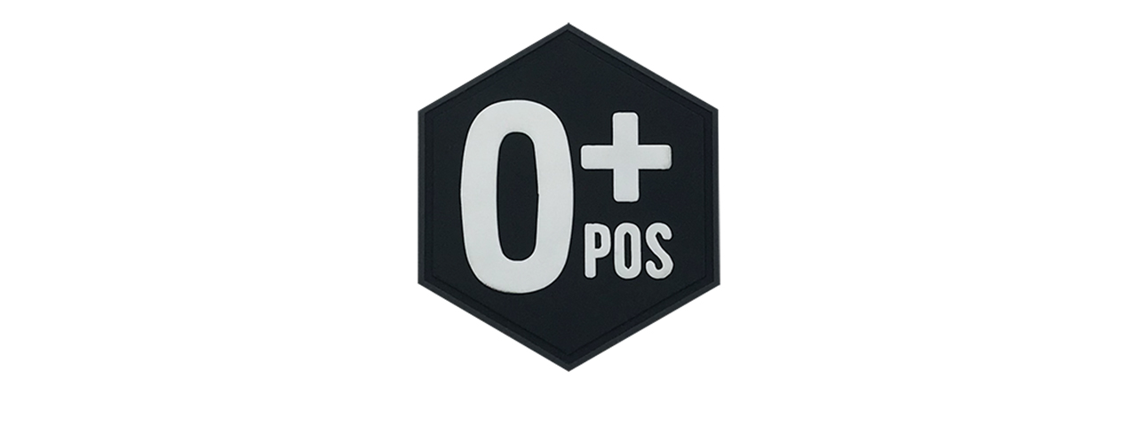 Hexagon PVC Patch "Blood Type O Positive" - Click Image to Close