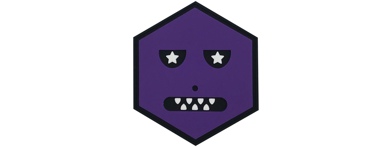 Hexagon PVC Patch Purple Monster - Click Image to Close
