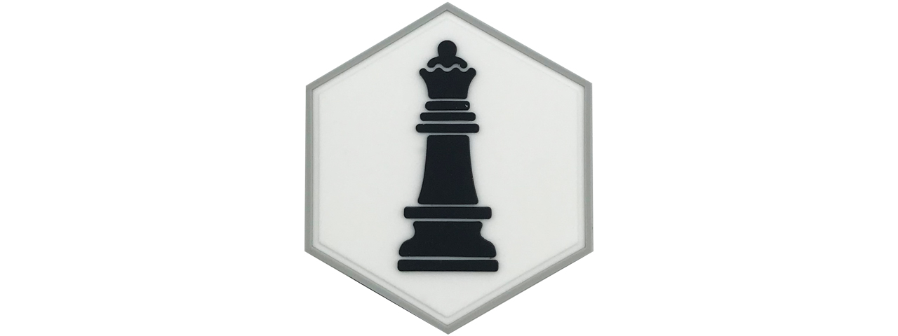 Hex PVC Patch Black Queen Chess Piece - Click Image to Close