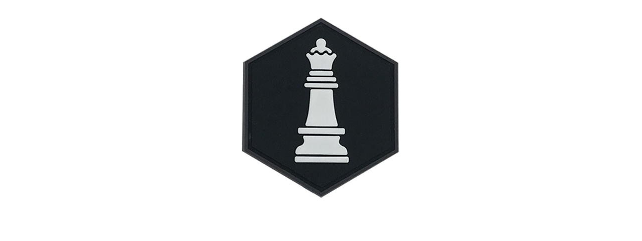Hex PVC Patch White Queen Chess Piece - Click Image to Close