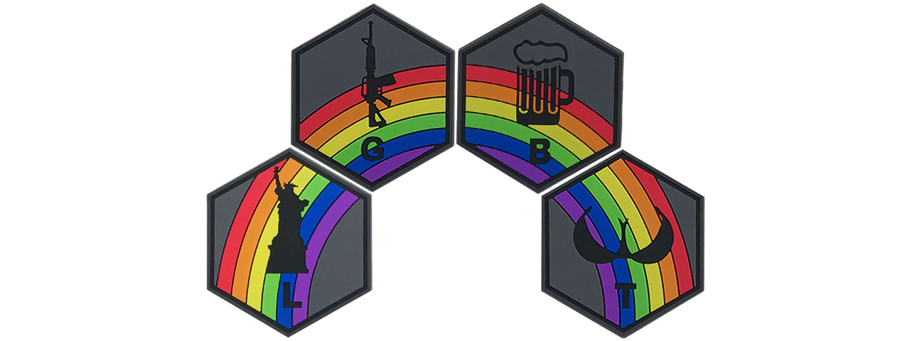 Hexagon PVC Patch LGBT Rainbow - Click Image to Close