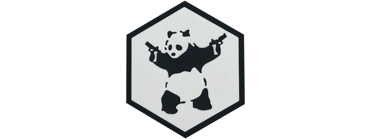 Hexagon PVC Patch Armed Panda - Click Image to Close