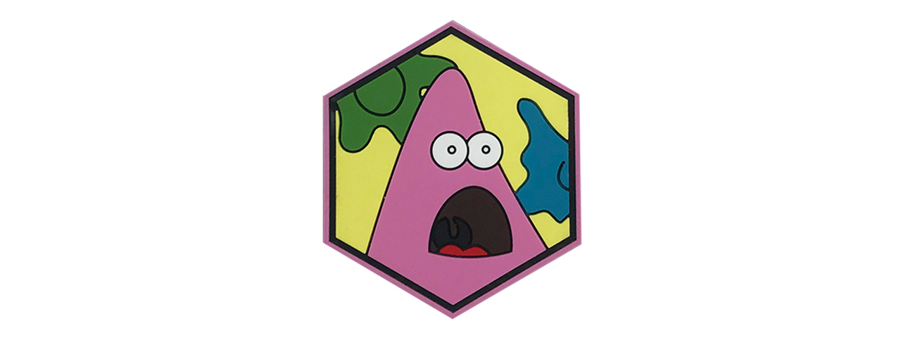 Hexagon PVC Patch Surprised Patrick - Click Image to Close