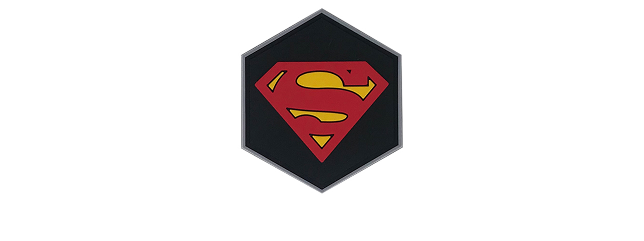 Hexagon PVC Patch Super Man Logo - Click Image to Close