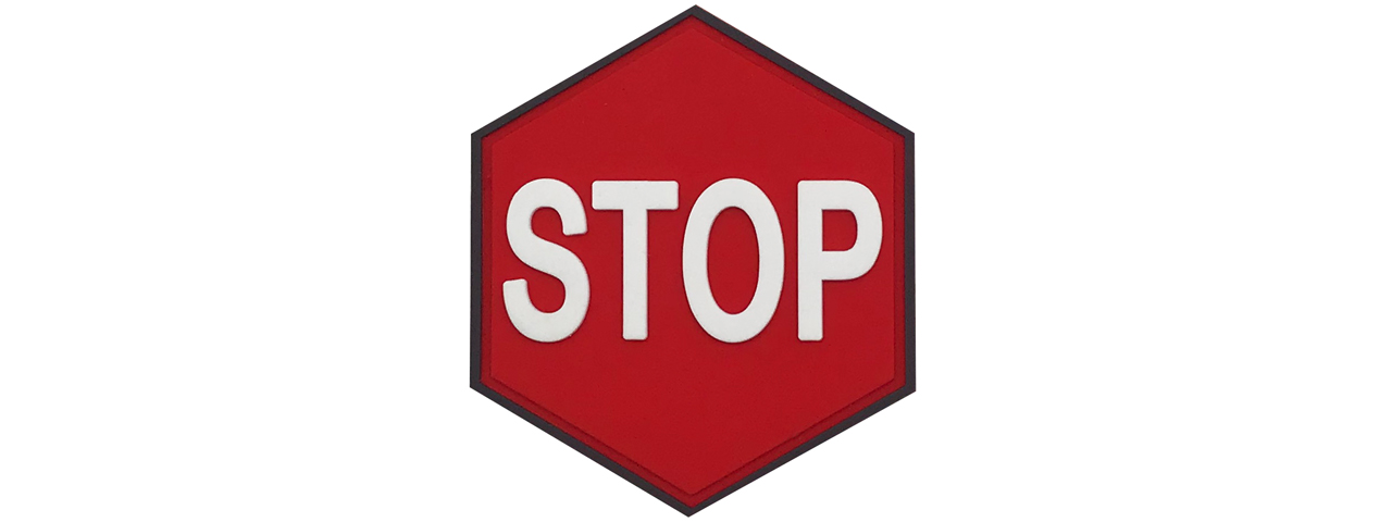 Hexagon PVC Patch "Stop" - Click Image to Close