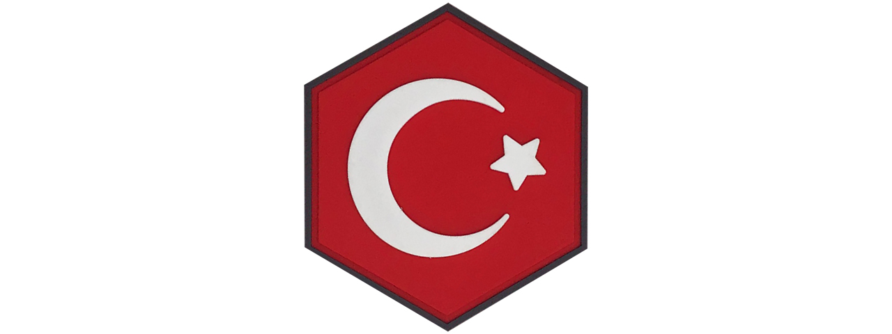 Hexagon PVC Patch Turkey Flag - Click Image to Close