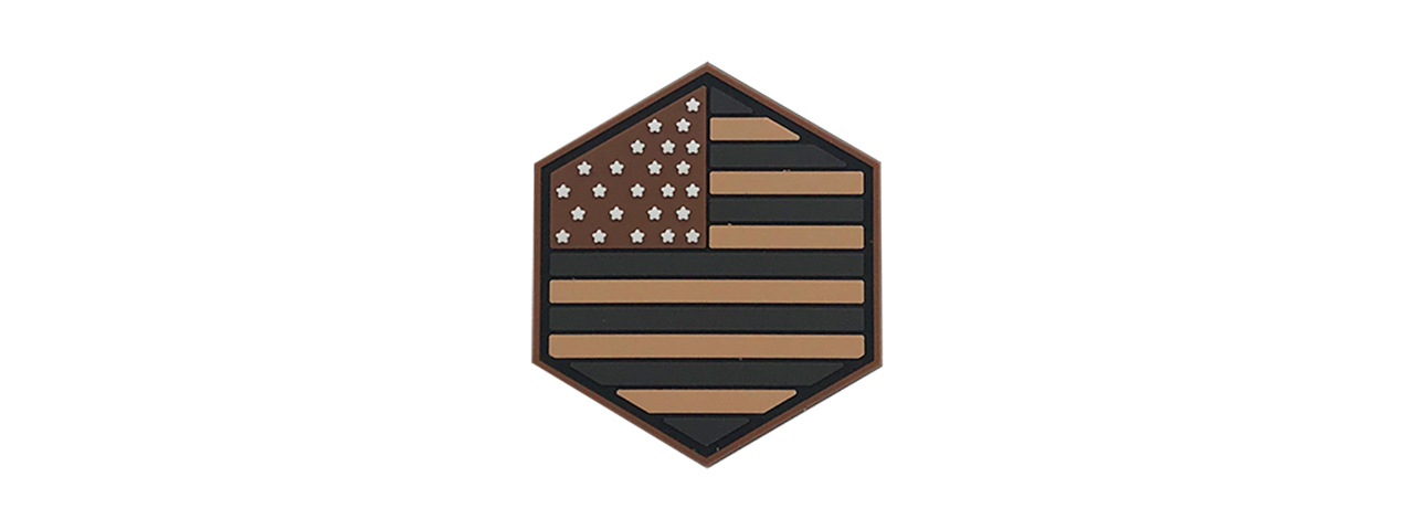 Hexagon PVC Patch Tan USA Flag - Click Image to Close
