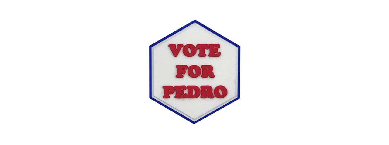 Hexagon PVC Patch Napoleon Dynamite "Vote For Pedro" - Click Image to Close
