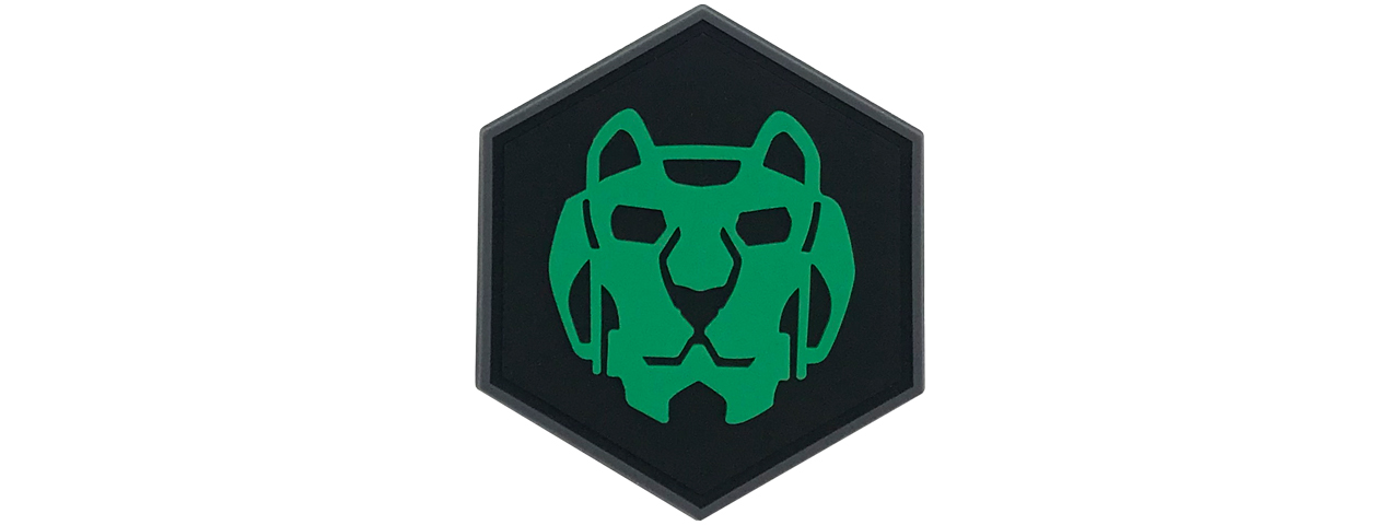 Hexagon PVC Patch Vultron Green Lion - Click Image to Close