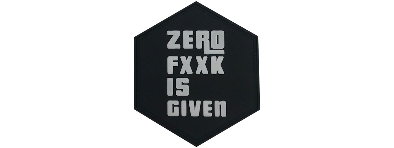 Hexagon PVC Patch "Zero FXXX is Given" - Click Image to Close