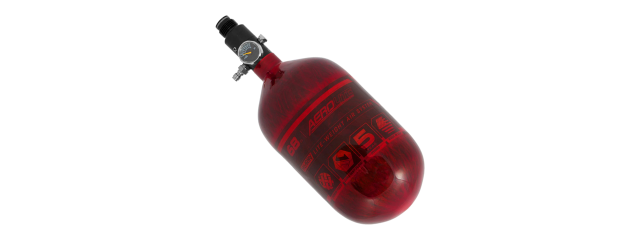 HK Army Aerolite Carbon Fiber Tank 68Ci / 4500 PSI (Color: Red) - Click Image to Close