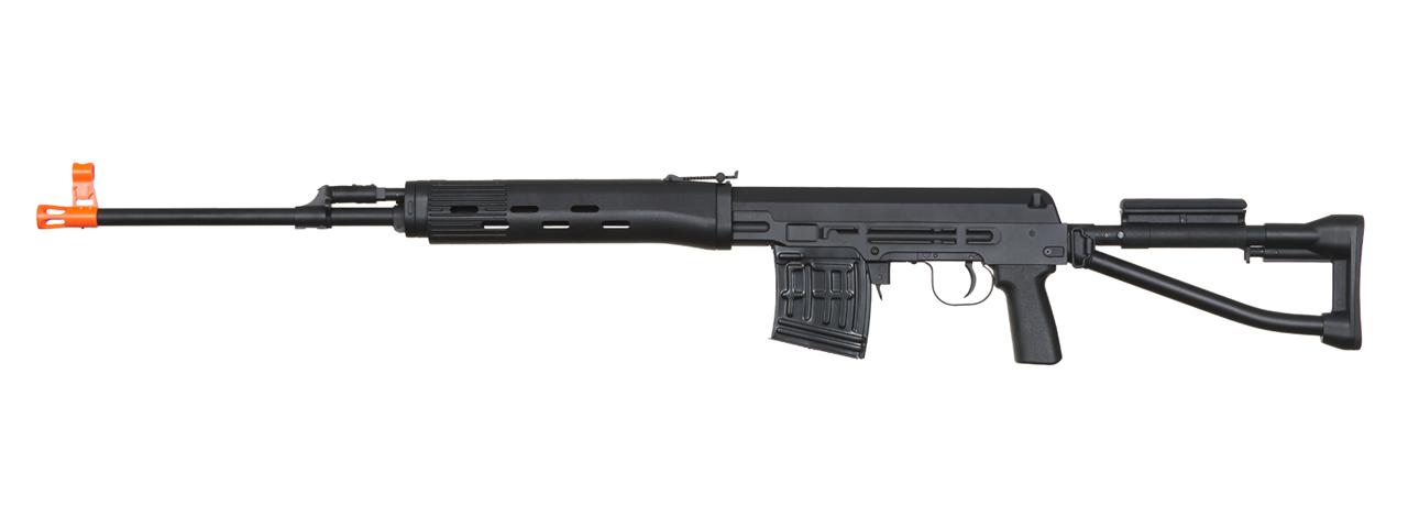 Atlas Custom Works Airsoft SVD S Bolt Action Rifle w/ Folding Stock - BLACK - Click Image to Close