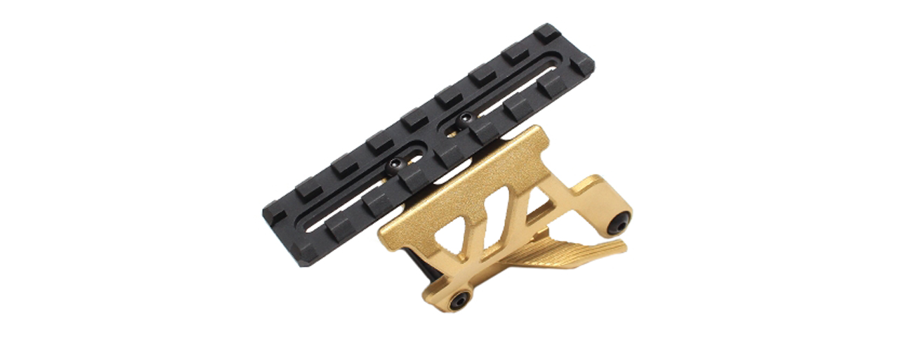 Laylax Aluminum Custom Neo Scope Mount Base for Tokyo Marui Hi-Capa 5.1 & 4.3 Series GBB Pistols (Color: Gold) - Click Image to Close