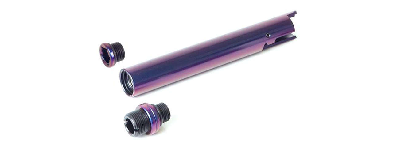 Laylax Zanshin 2 Way Fixed Non-Recoiling Outer Barrel for Hi-Capa Series GBB Airsoft Pistols (Color: Murasaki Purple) - Click Image to Close