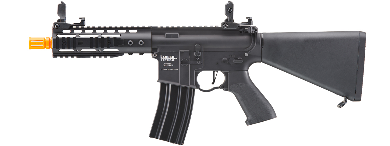 Lancer Tactical Proline 7" KeyMod Airsoft AEG Rifle w/ Stubby Stock (Color: Black) - Click Image to Close