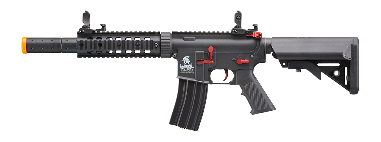 Lancer Tactical Gen 2 M4 SD Carbine Airsoft AEG Rifle with Red Accents (Color: Black) - Click Image to Close