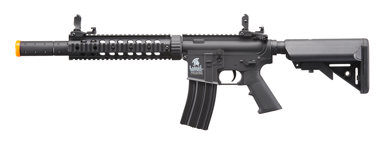 Lancer Tactical Gen 2 10" M4 SD Carbine Airsoft AEG Rifle with Mock Suppressor (Color: Black) - Click Image to Close