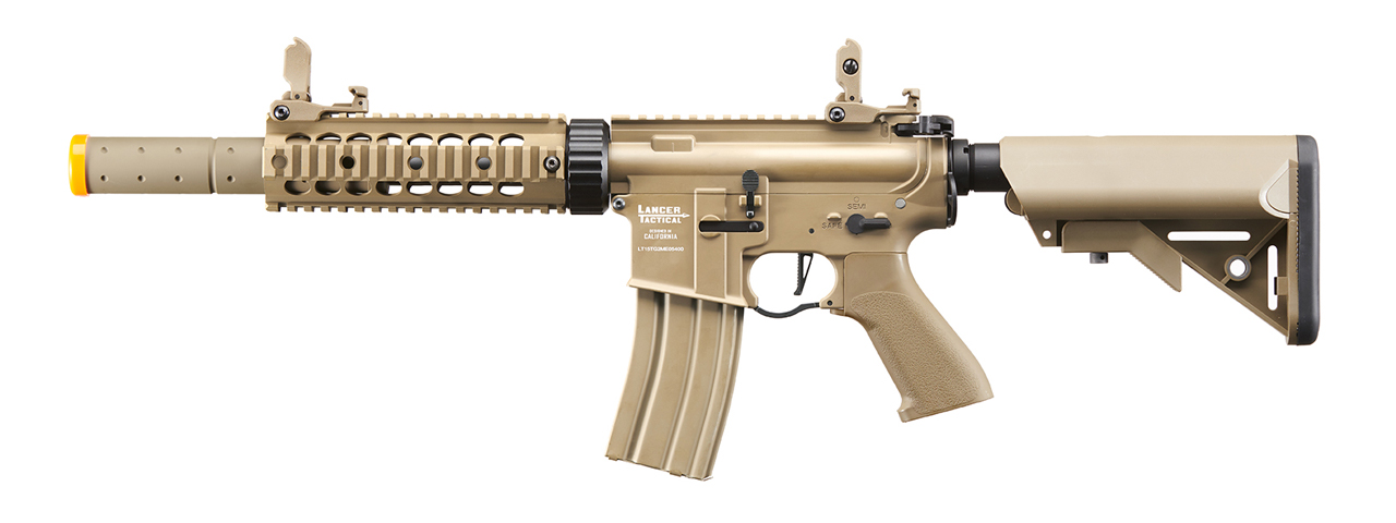 Lancer Tactical M4 SD 7" ProLine AEG with Mock Suppressor (Tan) - Click Image to Close