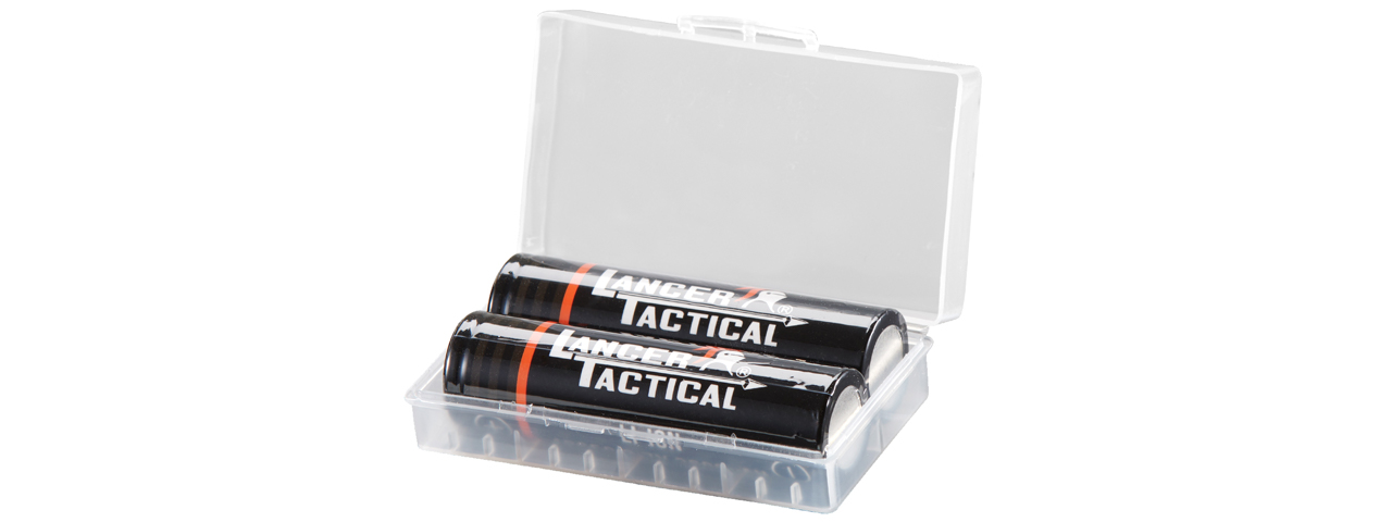 Lancer Tactical 3.7v 18650 Rechargeable Battery for Tactical Flashlights (Pack of 2) - Click Image to Close