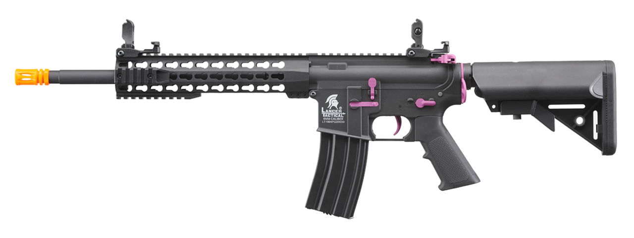 Lancer Tactical Gen 2 10" Keymod M4 Carbine Airsoft AEG Rifle (Color: Black / Purple) - Click Image to Close