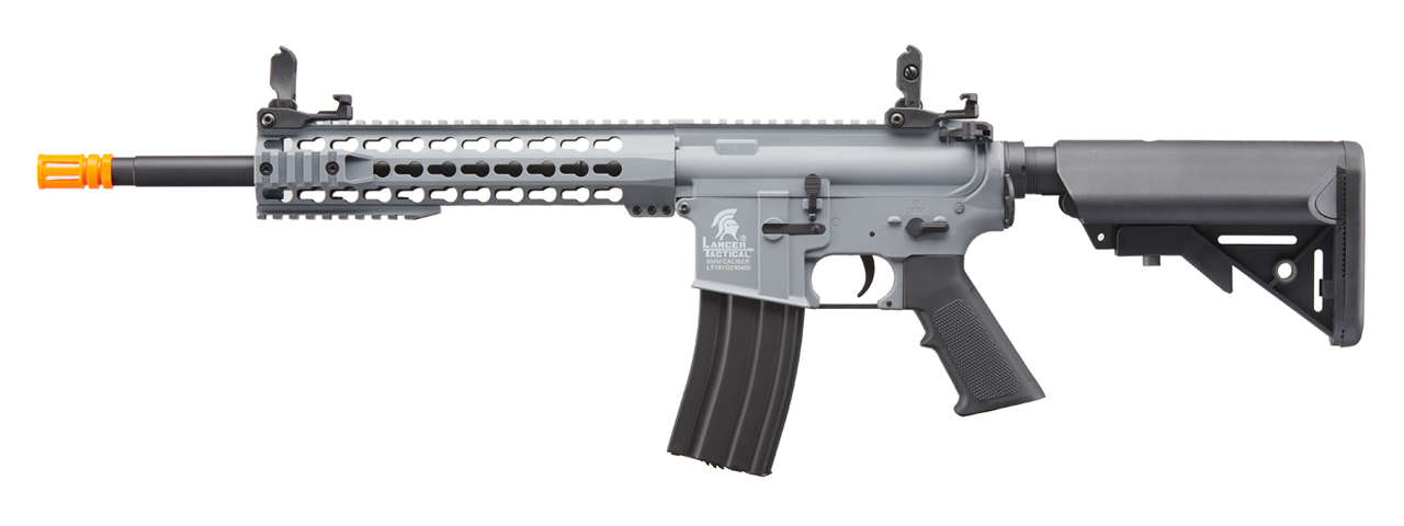 Lancer Tactical Gen 2 10" Keymod M4 Carbine Airsoft AEG Rifle (Color: Gray) - Click Image to Close