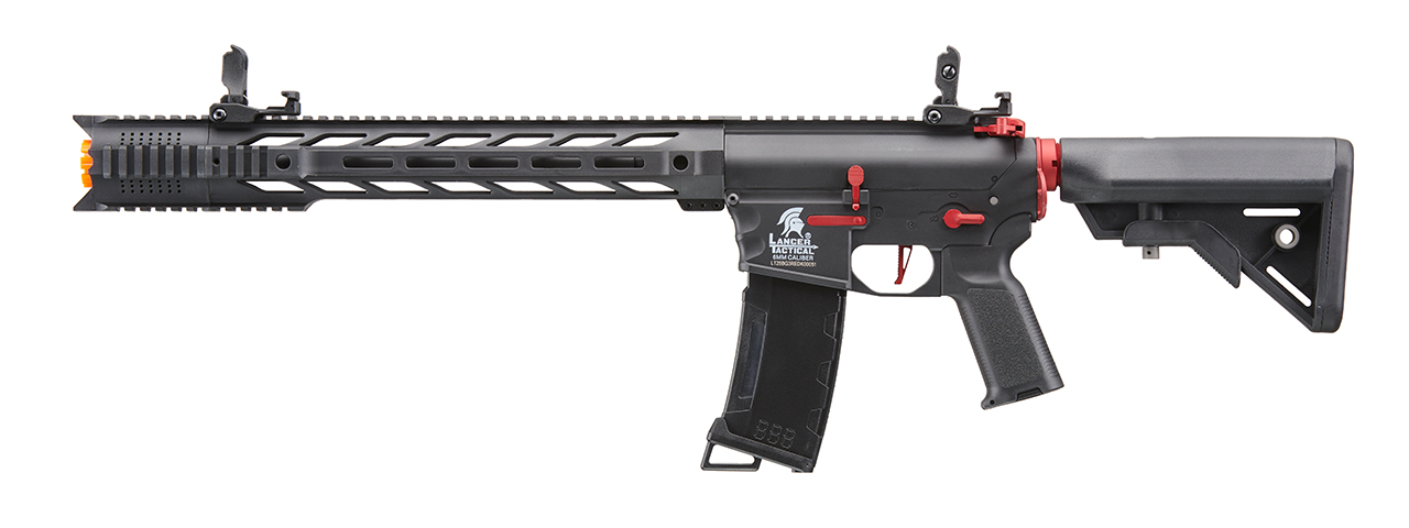 Lancer Tactical Gen 3 M4 SPR Interceptor Airsoft AEG Rifle with Red Accents (Color: Black) - Click Image to Close