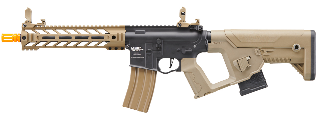 Lancer Tactical Two-Tone Enforcer Battle Hawk Airsoft AEG w/ Alpha Stock (Color: Black / Tan) - Click Image to Close