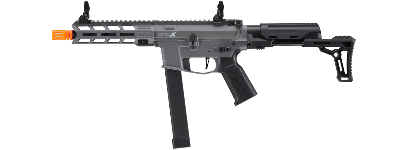 Lancer Tactical Gen 2 9mm Battle X CQB Carbine Airsoft AEG (Color: Grey) - Click Image to Close