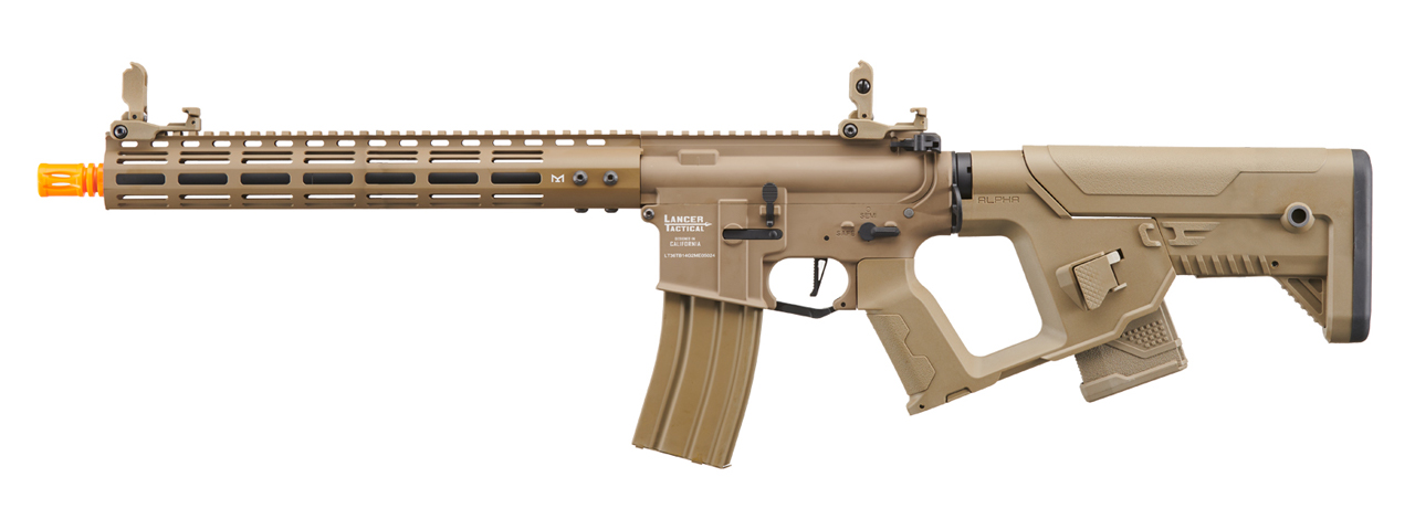 Lancer Tactical Archon 14" M-LOK Proline Series M4 Airsoft Rifle w/ Alpha Stock (Color: Tan) - Click Image to Close