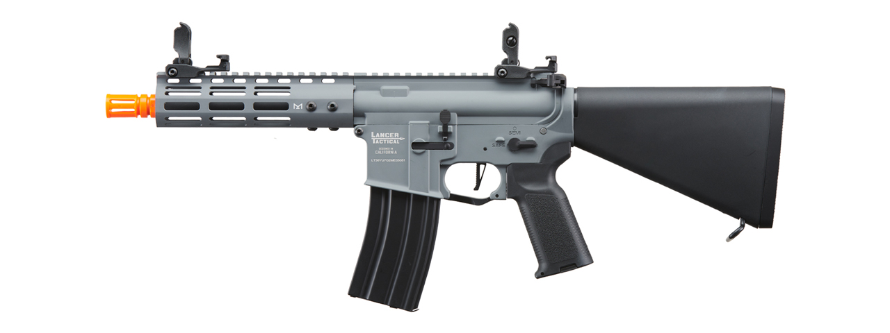 Lancer Tactical Archon 7" M-LOK Proline Series M4 Airsoft Rifle w/ Stubby Stock (Color: Gray) - Click Image to Close