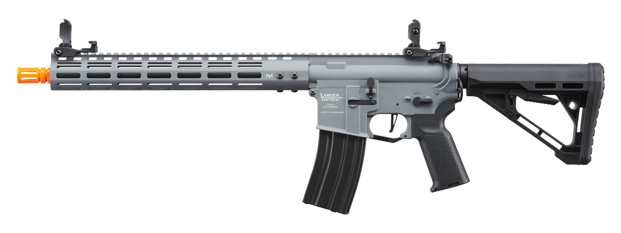 Lancer Tactical Archon 14" M-LOK Proline Series M4 Airsoft Rifle w/ Delta Stock (Color: Gray) - Click Image to Close