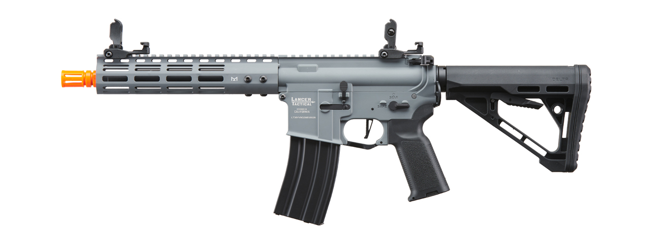 Lancer Tactical Archon 9" M-LOK Proline Series M4 Airsoft Rifle w/ Delta Stock (Color: Gray) - Click Image to Close