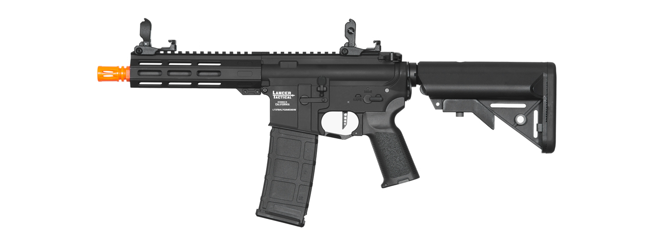 Lancer Tactical Viking 7" M-LOK Proline Series M4 Airsoft Rifle w/ Crane Stock (Color: Black) - Click Image to Close