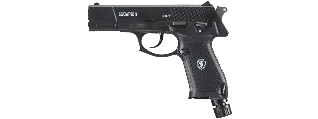 Lancer Defense Scorpion .50 Cal CO2 Powered Less Lethal Defense Pistol *Pistol Only* (Color: Black) - Click Image to Close