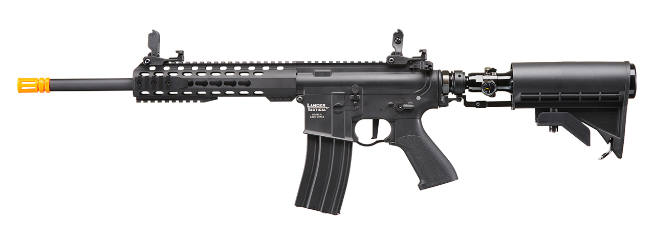 Lancer Tactical Full Metal Legion HPA KeyMod M4 Carbine Airsoft Rifle w/ Stock Mounted Tank (Color: Black) - "Semi Auto Only" - Click Image to Close