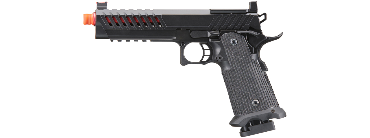 Lancer Tactical Knightshade Hi-Capa Gas Blowback Airsoft Pistol w/ Red Dot Mount (Color: Red) - Click Image to Close