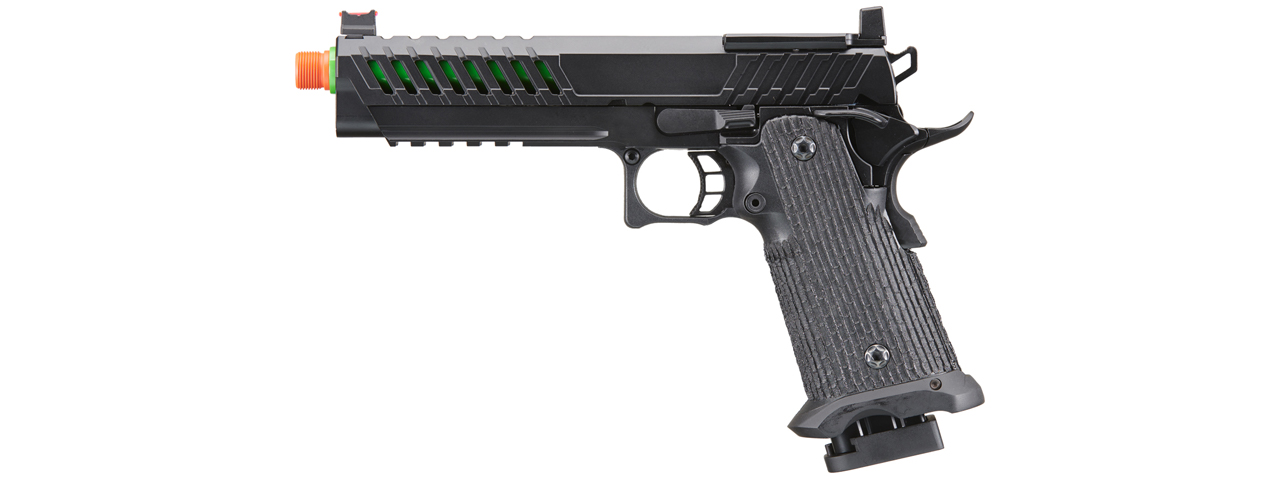 Lancer Tactical Knightshade Hi-Capa Gas Blowback Airsoft Pistol w/ Red Dot Mount (Color: Green) - Click Image to Close