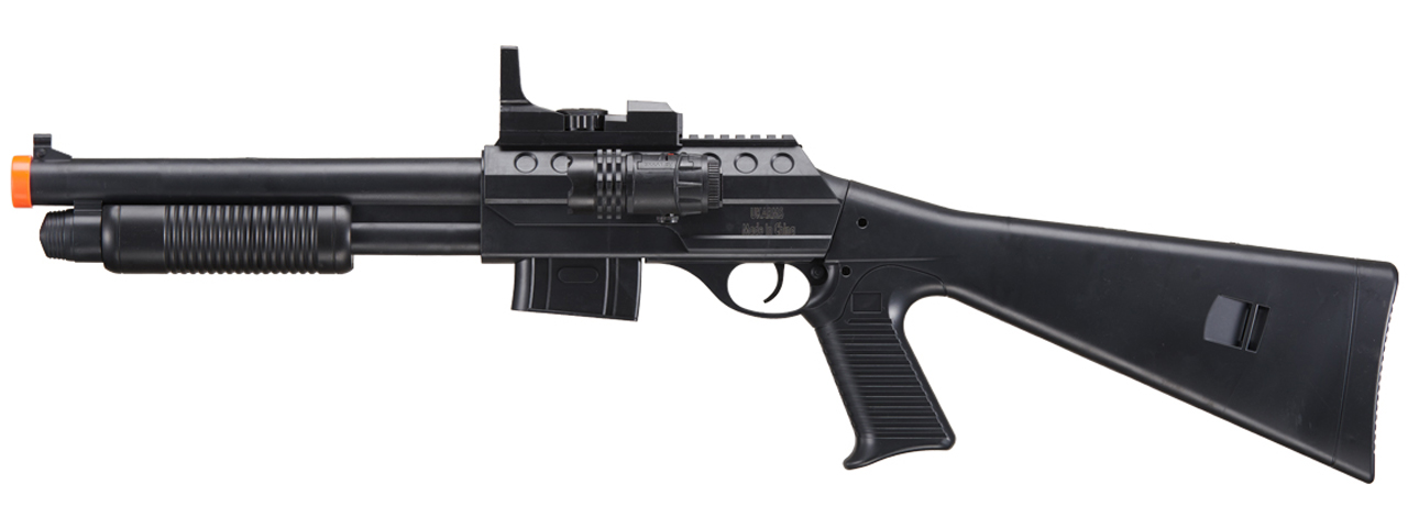 UK Arms Pump Action Shotgun w/ Scope and Light (Color: Black) - Click Image to Close