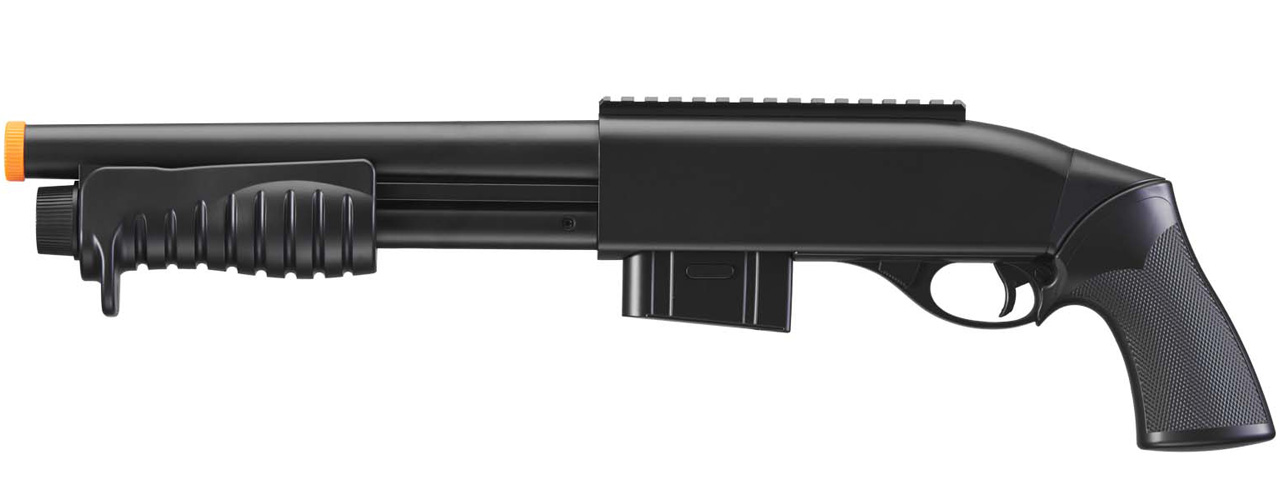 Double Eagle M401 Pump Action Airsoft Spring Shotgun (Color: Black) - Click Image to Close