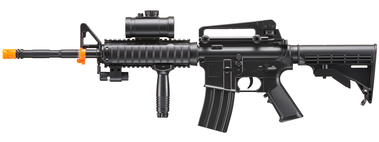 DE M4 RIS TACSPEC ELECTRIC AEG RIFLE W/ FLASHLIGHT AND RED DOT SCOPE - Click Image to Close