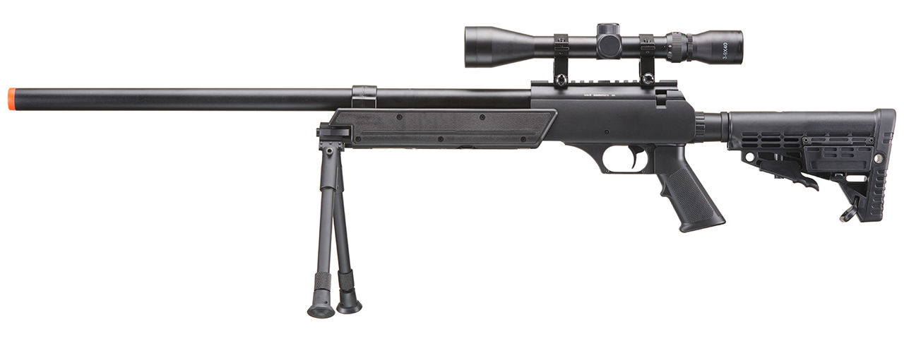 WELL SPEC-OPS MB13A APS SR-2 BOLT ACTION SNIPER RIFLE W/ SCOPE AND BIPOD (BK) - Click Image to Close