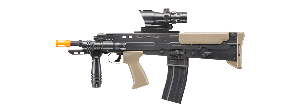 UK Arms L85 Airsoft Spring Powered Rifle (Color: Black & OD Green) - Click Image to Close